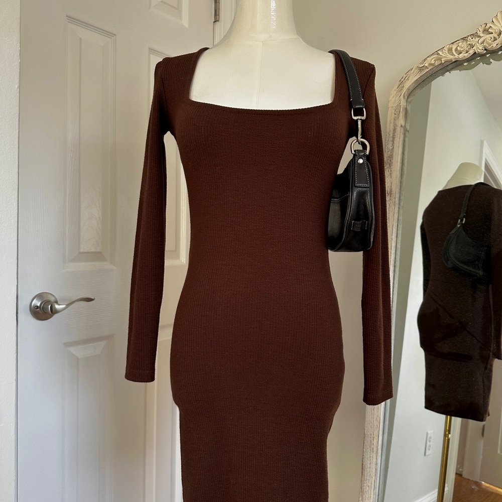 Zara Chocolate Long Sleeve Dress